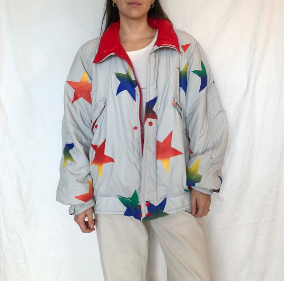 キッズ古着 vintage crazy ski jacket Vintage Ski Jacket Colorful Jacket Crazy Pattern Size L-XL - Etsy