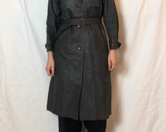 Vintage leather trench coat classic coat size XS