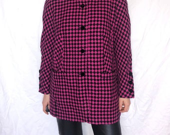Vintage wool blazer wool fuchsia colorful jacket size M