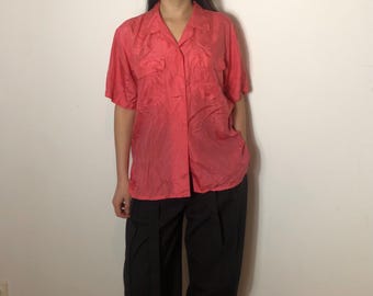 Vintage pure silk shirt vintage blouse Size M