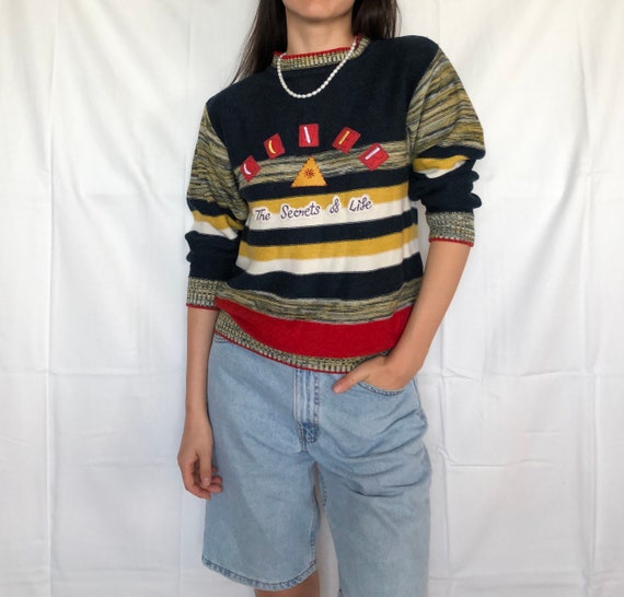 Vintage jumper 90s printed sweater - image 1