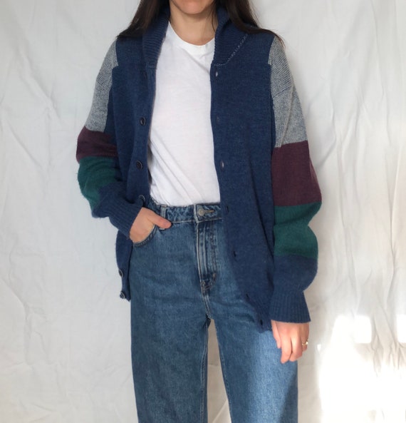 Vintage colour block cardigan