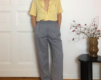 Vintage striped suit pants grey trousers size M