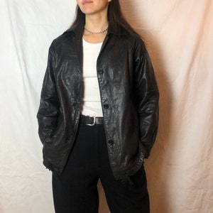 veste en cuir vintage blazer noir taille M