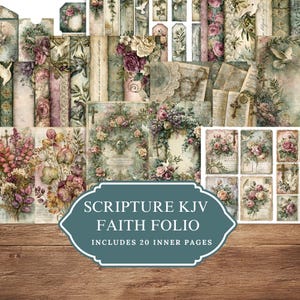 Cuaderno de Fe con Escrituras Reina Valera — Kit Imprimible de Diario Vintage Shabby Chic
