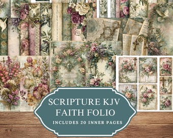 Scripture KJV Faith Folio — Shabby Chic Vintage Junk Journal Printable Kit