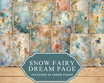 Snow Fairy Dream Junk Journal Pages – Winter Fantasy Printable Kit (10 JPG)