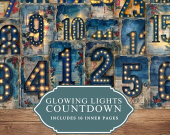 Vintage Christmas Number Set 1-31 – Glowing Lights Printable (Digital Download)