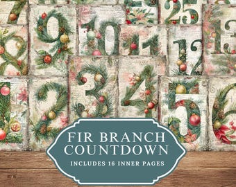 Evergreen Number Printables – Vintage Christmas Junk Journal Ephemera (Digital Download)