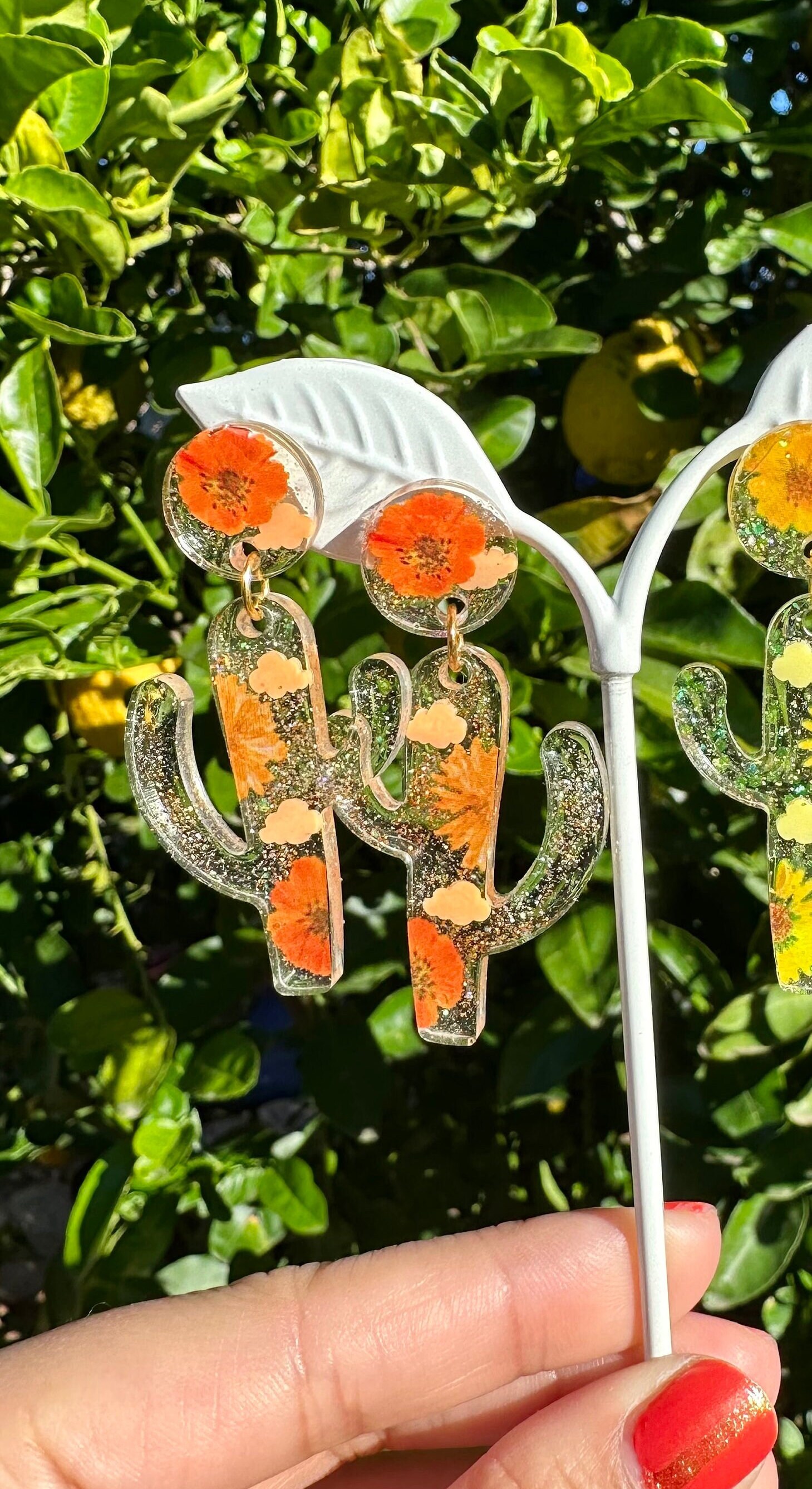 Orecchini A Perno In Argento 925 Con Cristalli Verdi A Forma Di Cactus - Gioiello Ipoallergenico, Regalo In Cofanetto - 5