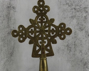 Antique Brass Coptic Cross, Ethiopian, Procession Staff