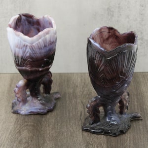 Marbled Amethyst Glass Vase Pair, Bid Vase