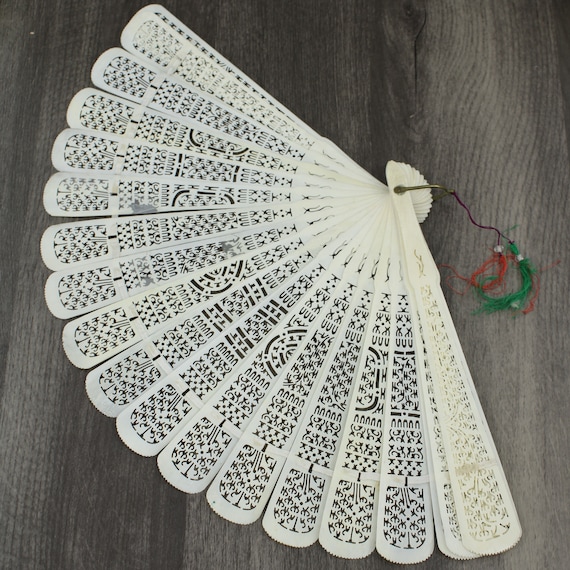 Victorian Era Carved Bone Fan - image 5