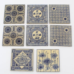 Set of 8 Antique Minton Hollins & Co. Tiles, Victorian England