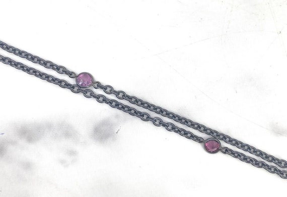 Victorian Gun Metal Guard Chain with Amethyst - image 5