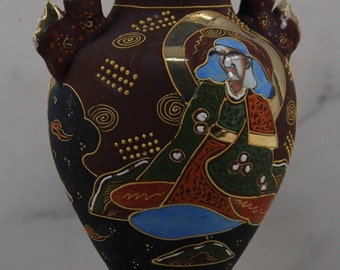 Japanese Satsuma Vase, Ceramic, Porcelain, Samurai, Foo Dogs