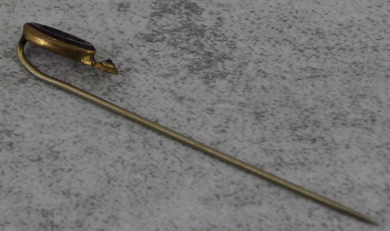 Amethyst Intaglio Hat Pin, Mercury, Stick Pin - image 5