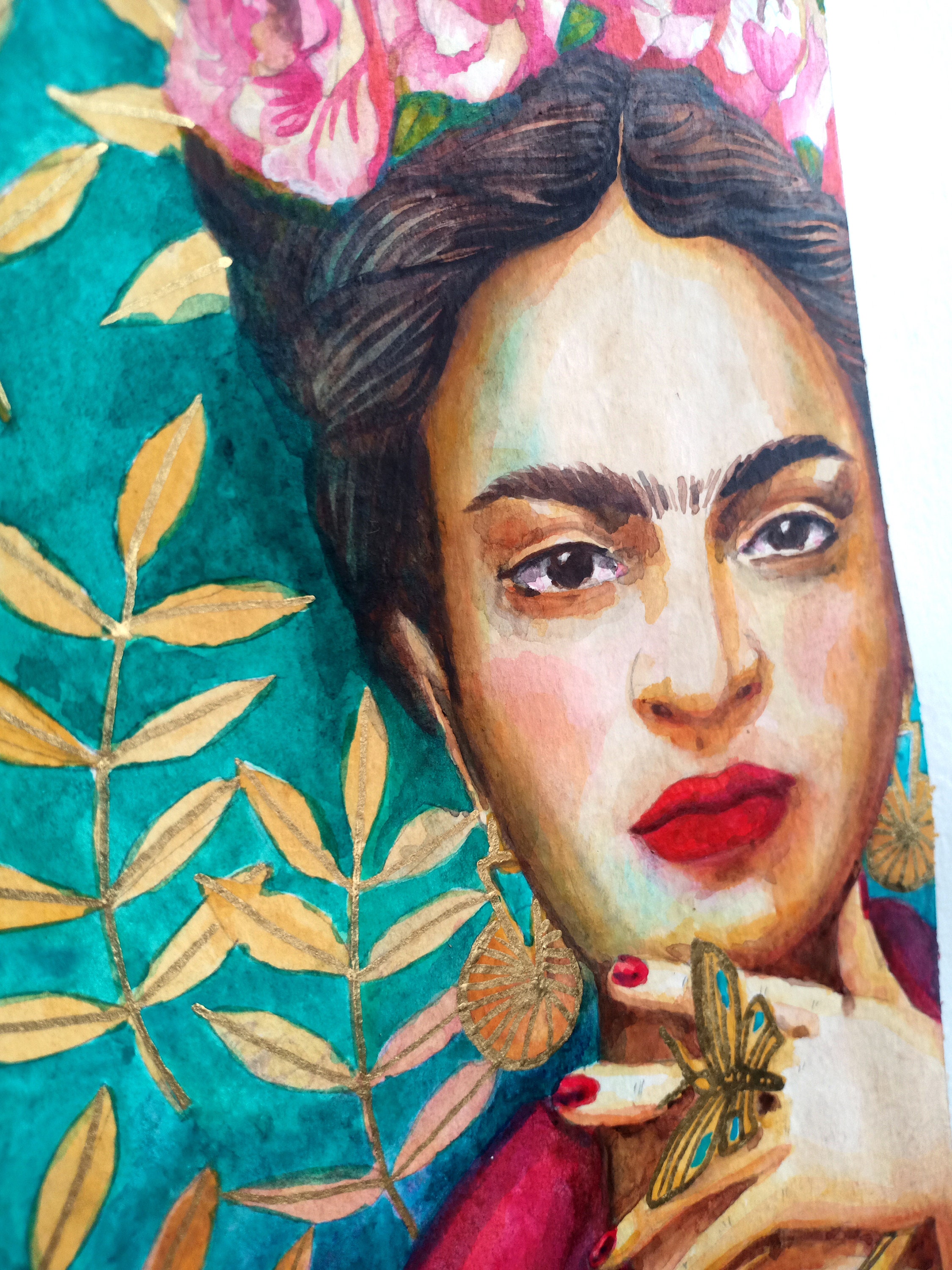 Frida Kahlo Painting Original Watercolor Woman Portrait Art | Etsy