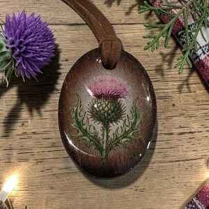 Cherry wood pendant - Thistle - Outlander - Scotland National Flower - Scottish Gift