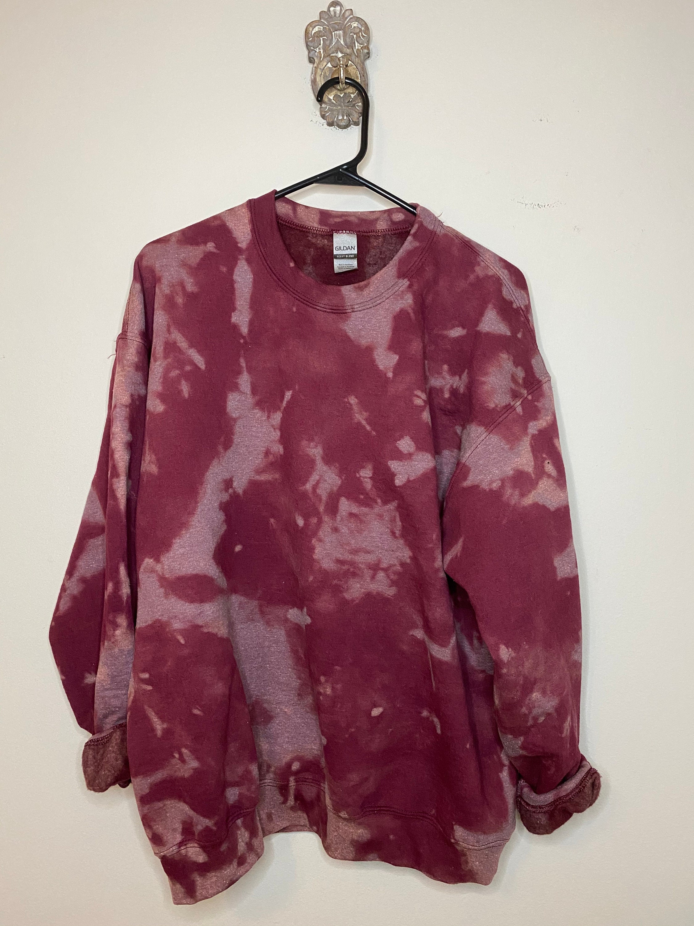 Maroon Reverse Dyed Crewneck Sweatshirt | Etsy
