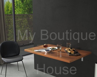 Walnut Murphy Table - Floating Kitchen Table - Folding Table - Wall Mounted Table - Space Saving Table - Wall Table Walnut White