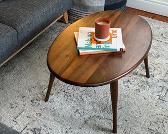 Walnut Wood Coffee Table Oval Ellipse MidCentury Modern Center Table - Solid Walnut Coffee Table Wood - Large Wood Coffee Table Solid Walnut