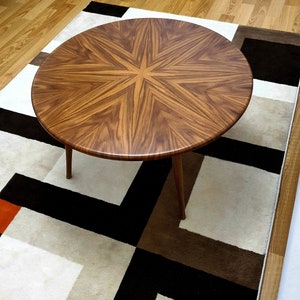 Round Walnut Coffee Table Wooden - Mid Century Coffee Table Solid Wood Modern Scandinavian Style - Circle Coffee Table - Walnut Center Table