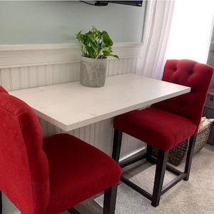 Wood Wall-Mounted Folding Table White - White Wall Mounted Desk - Fold Down Table - Wood Folding Table - Murphy Table - Space Saving Table