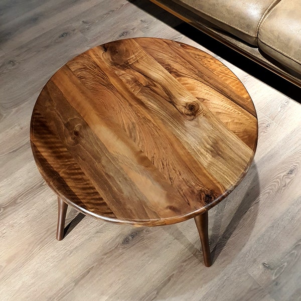 Table basse ronde en bois de noyer, table basse ovale ellipse en noyer, table basse rectangulaire en noyer, grande table basse en noyer, milieu du siècle