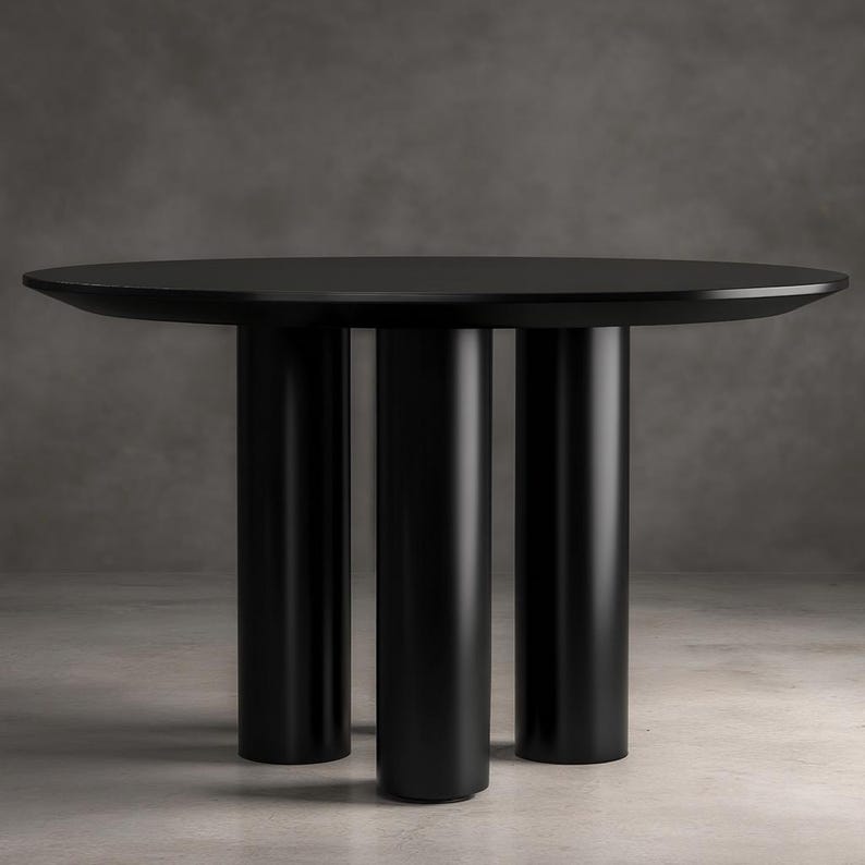 Customizable Round Wood Dining Table: Lacquer Coating, Custom Production in RAL Colors, All Made of Real Wood image 2