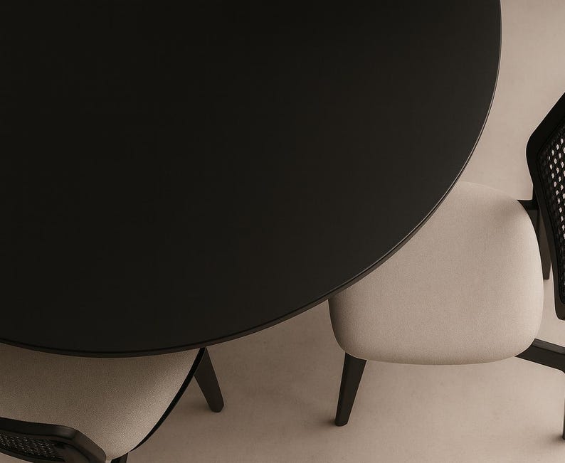 Customizable Round Wood Dining Table: Lacquer Coating, Custom Production in RAL Colors, All Made of Real Wood image 5