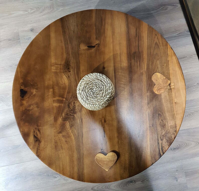 Round Walnut Coffee Table Wood Mid Century Walnut Mid Century Coffee