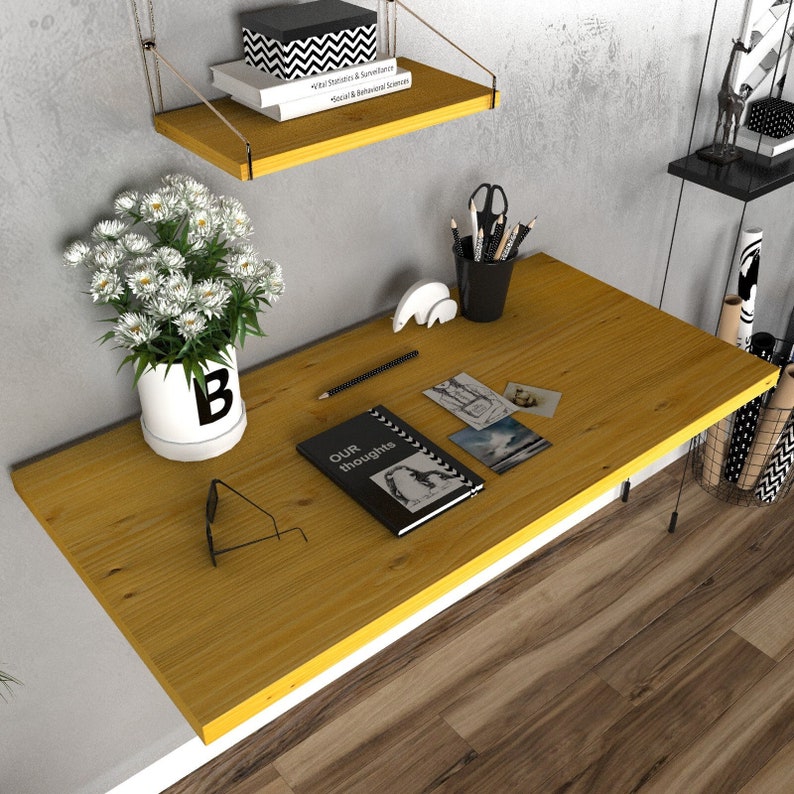 Wall Mounted Floating Desk Folding Oak Murphy Desk Murphy Etsy