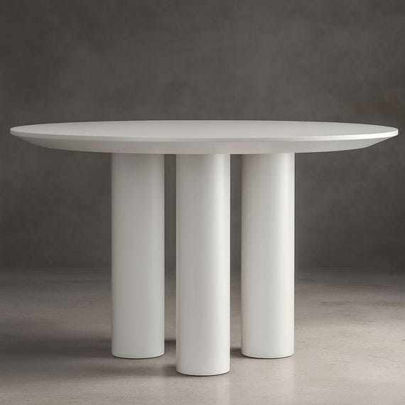 Customizable Round Wood Dining Table: Lacquer Coating, Custom Production in RAL Colors, All Made of Real Wood