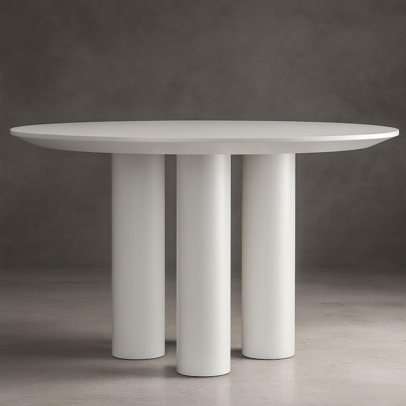 Customizable Round Wood Dining Table: Lacquer Coating, Custom Production in RAL Colors, All Made of Real Wood image 1