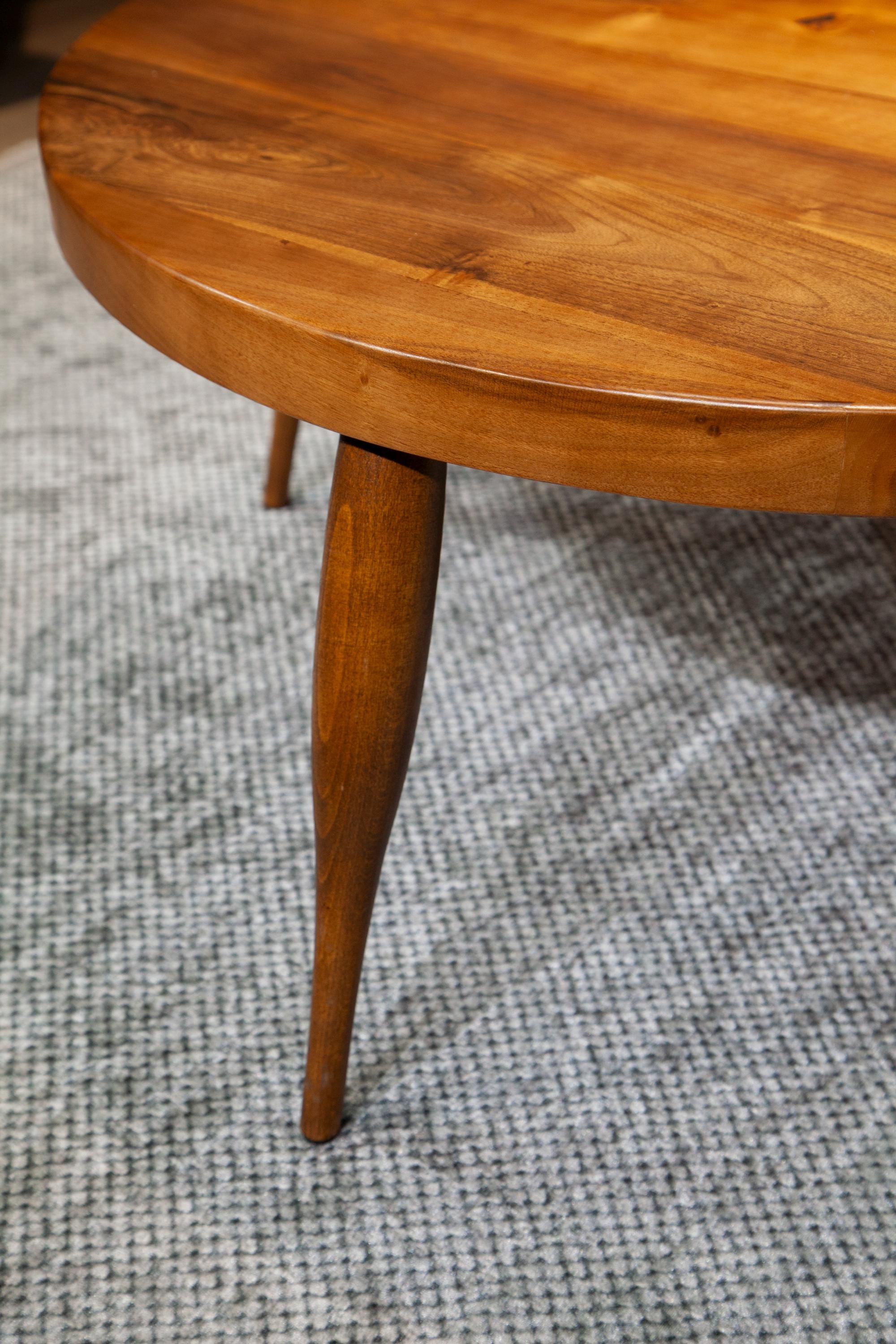 Walnut Wood Round Coffee Table Mid Century Modern - Solid Walnut Wood ...