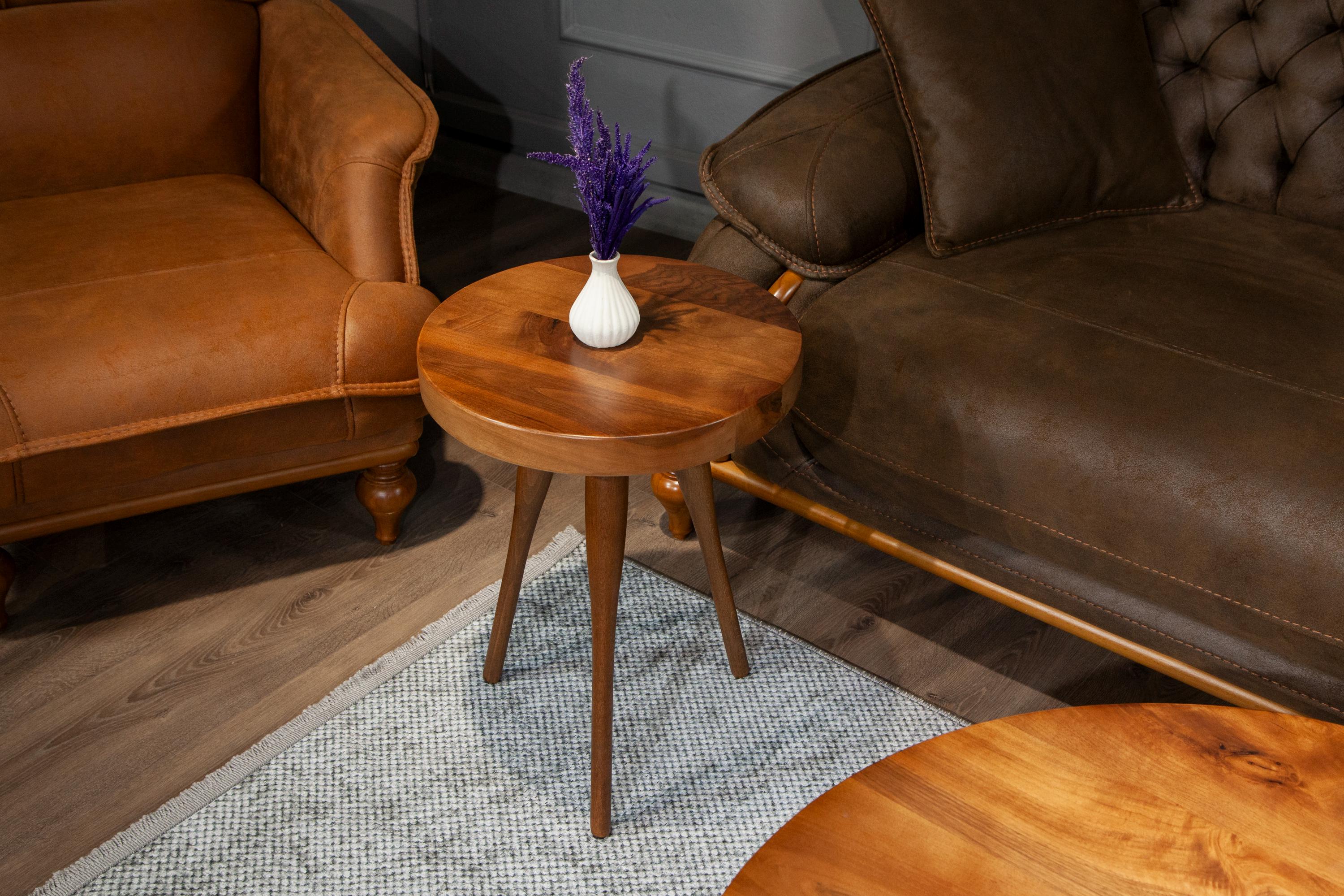 Walnut Wood Round Coffee Table Mid Century Modern - Solid Walnut Wood ...