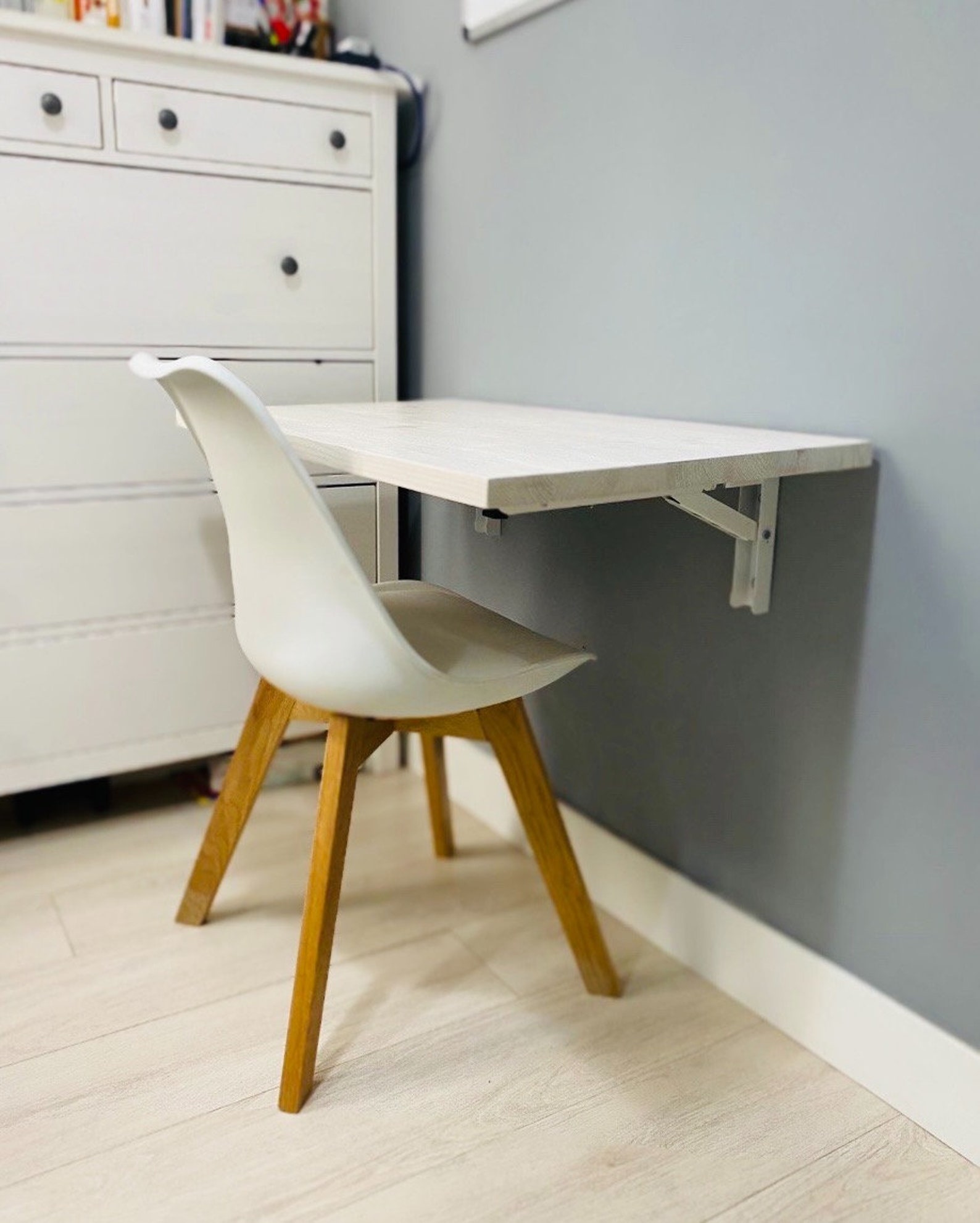 Floating Folding Home Office Desk Wood Shelf Folding Study Etsy