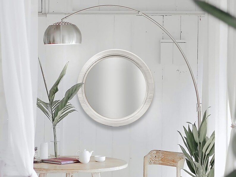 Round Bathroom Mirror Wood Circle Mirror Hanging Mirror Etsy