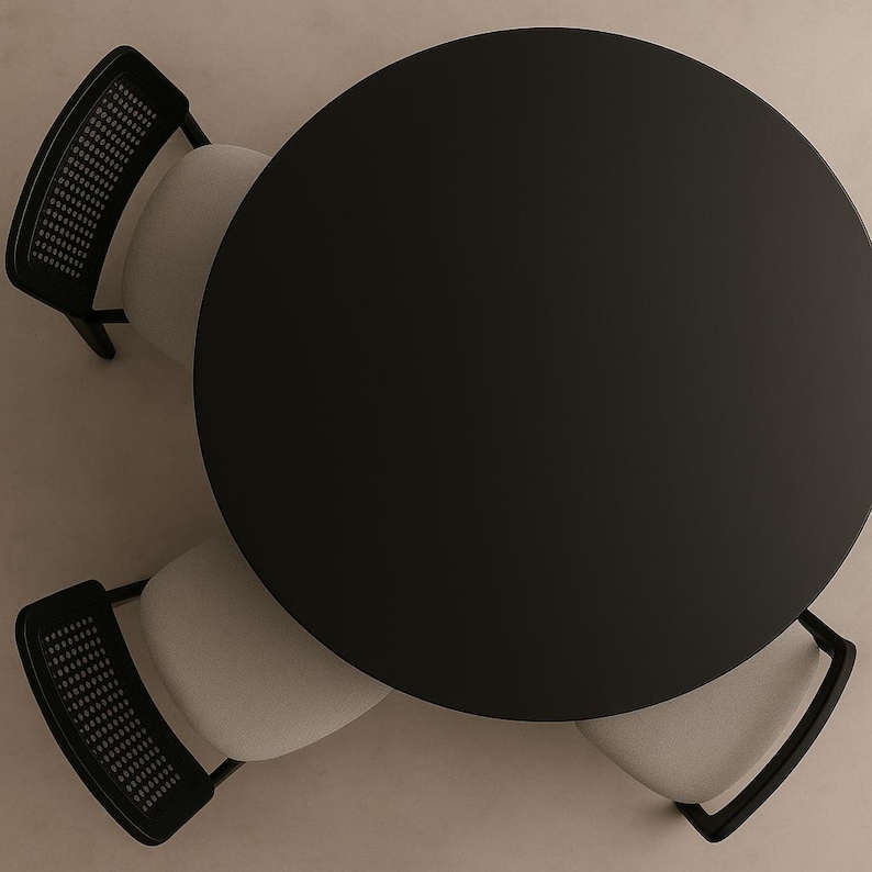Customizable Round Wood Dining Table: Lacquer Coating, Custom Production in RAL Colors, All Made of Real Wood image 4