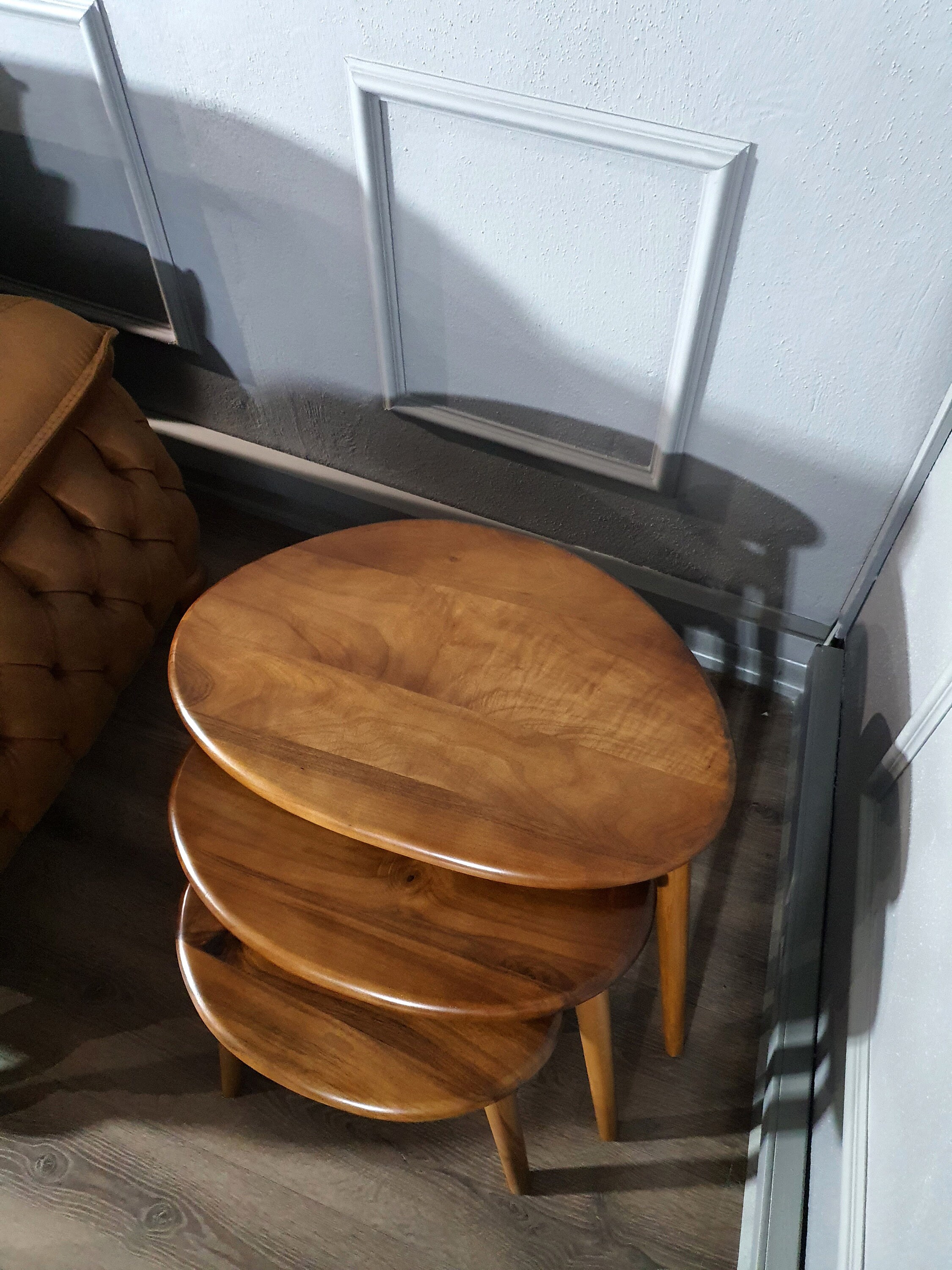 Walnut Nest of Tables Set of 3, Nesting Tables Wood, Nesting