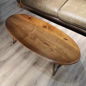 Round Walnut Wood Coffee Table Mid Century Modern - Circular Walnut Coffee Table - Large Round Coffee Table Small - Round Wood Center Table image 5