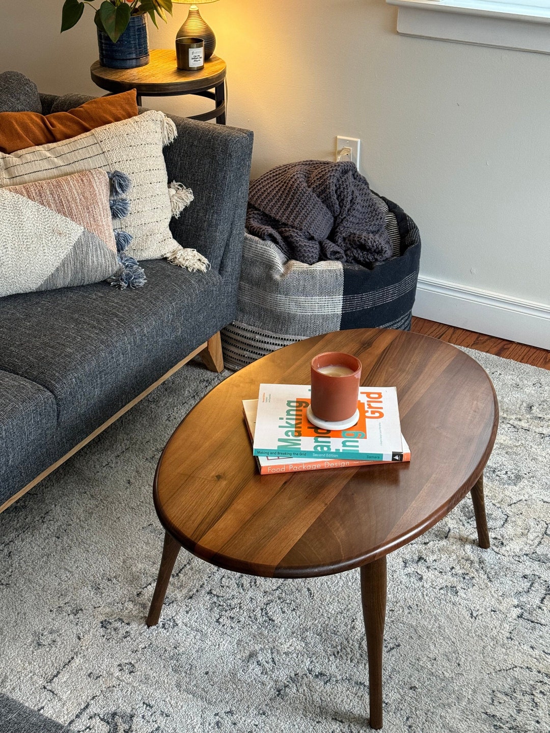 Wood Walnut Coffee Table Oval Ellipse Round - Wood Walnut Coffee Table ...