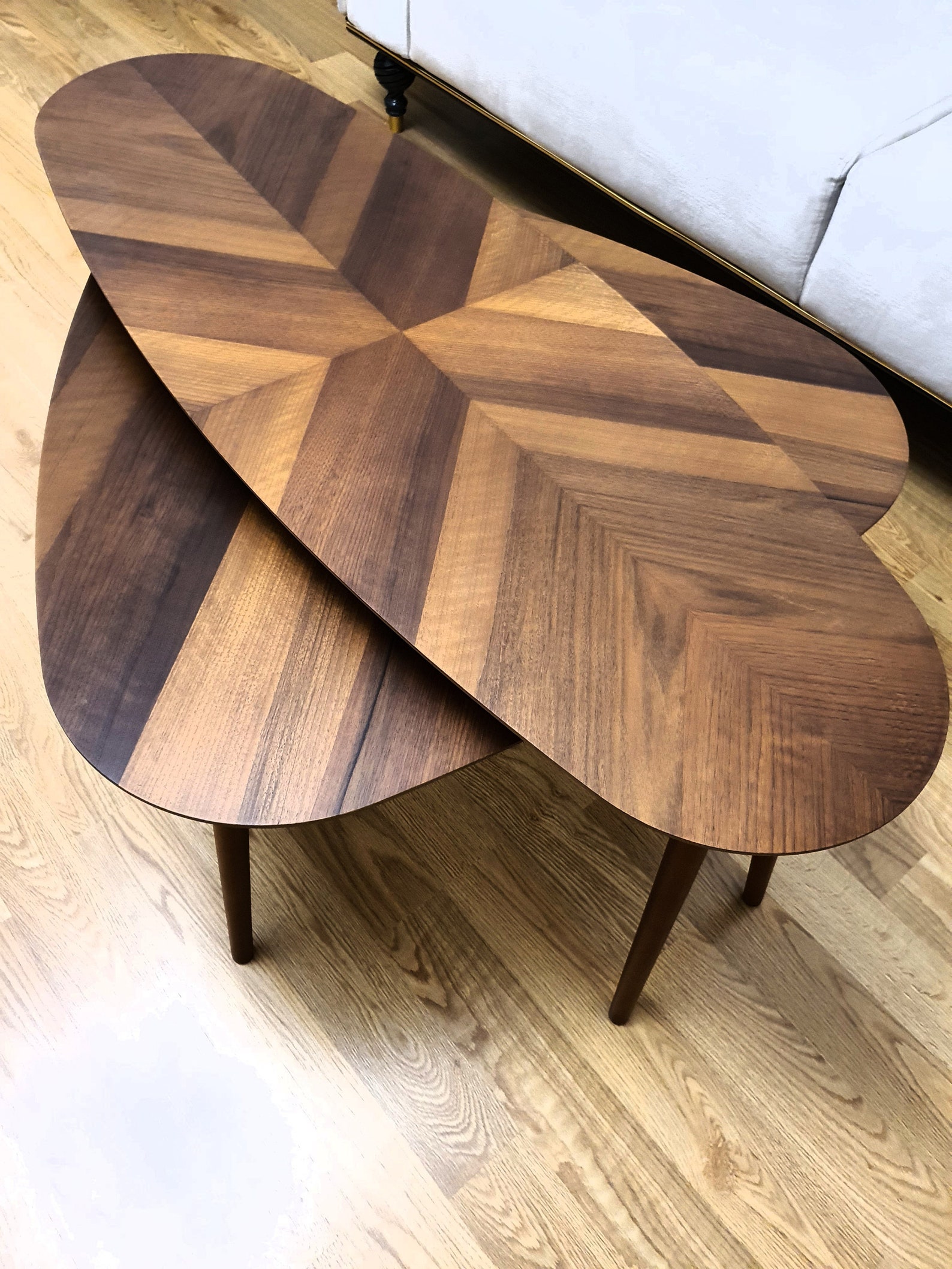 Walnut Coffee Table Triangle Round Ellipse Wood Modern Coffee Etsy