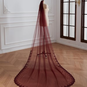 Burgundy Bridal Veil Etsy