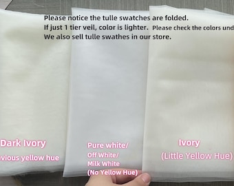 Muestra de tul Blanco frío Marfil Champán Blanco roto Muestras