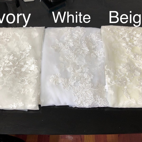 Tulle sample White Ivory Beige Swatches
