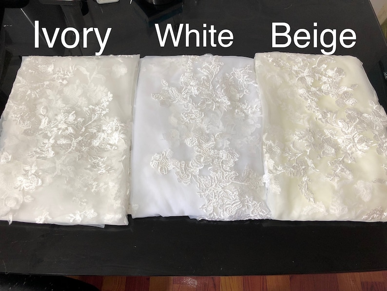 Tulle sample White Ivory Beige Swatches image 1