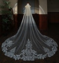 Handmade Lace Applique Cathedral Royal Wedding Veil - Custom Length & Color