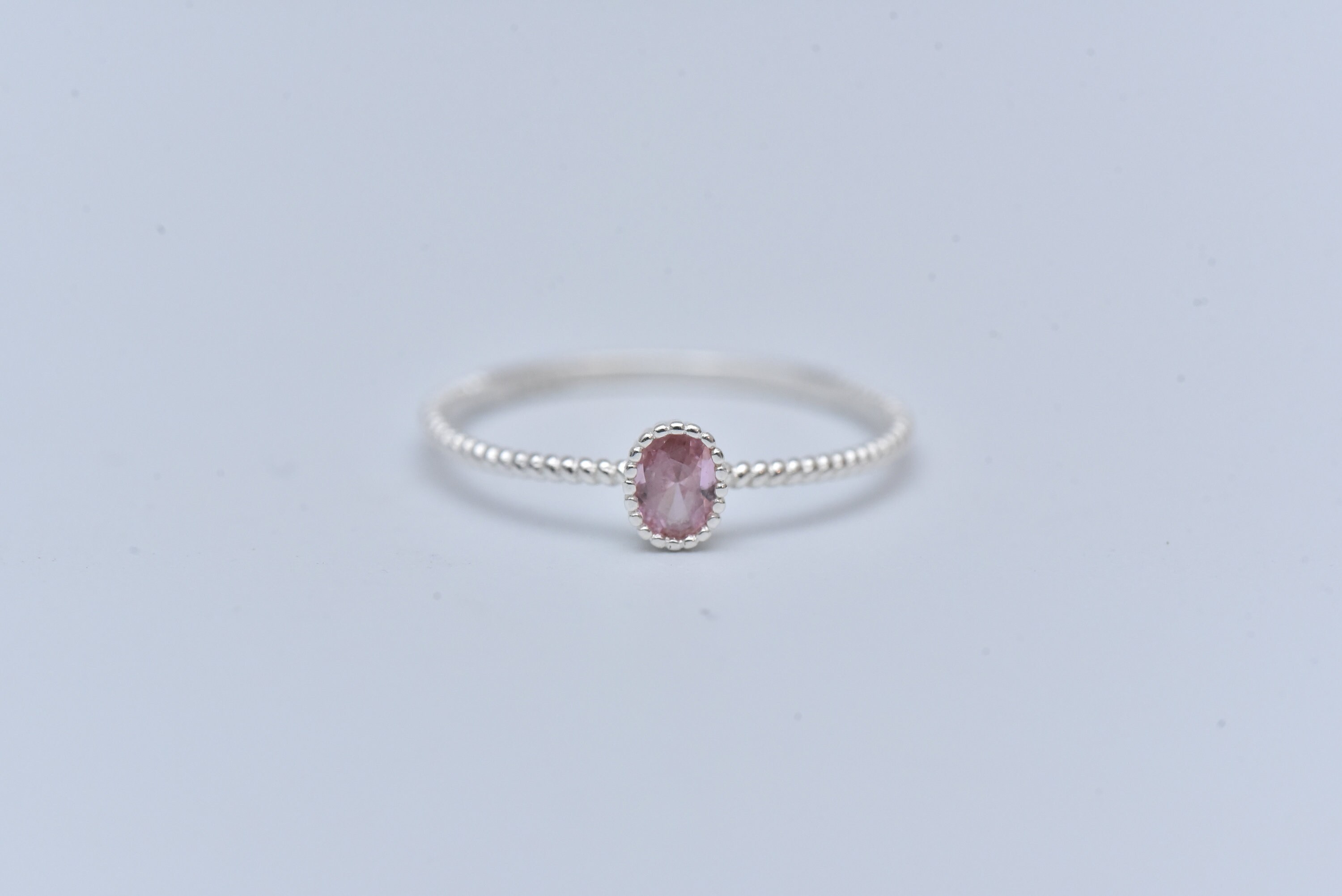 Delicate Rings Silver Dainty Silver Ring-pink Diamond Ring-delicate Minimalist Ring-925 ...